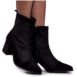 Stivali in pelle scamosciata da donna sul tacco alto Nicole 2757 neri nero