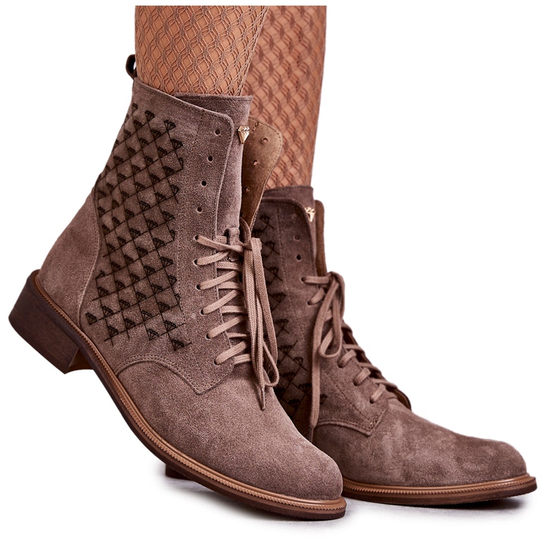 Stivali stringati in camoscio Nicole 2751 Marrone