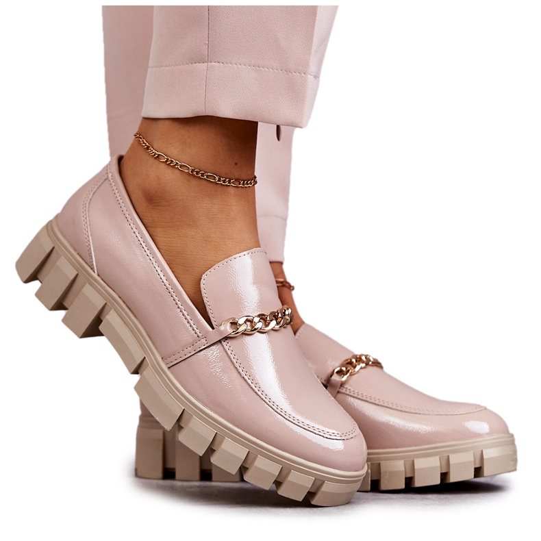 Sergio Leone Scarpe laccate con catena Beige Anne