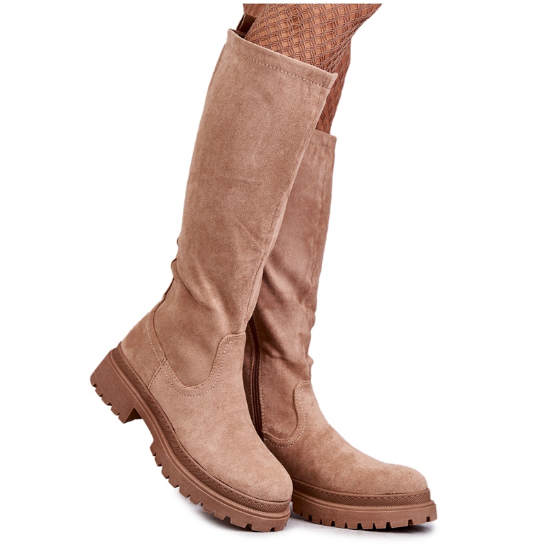 PE1 Stivali caldi al ginocchio da donna Beige Helma