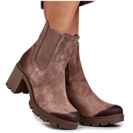 Stivali con plateau in pelle scamosciata da donna Beige Martine
