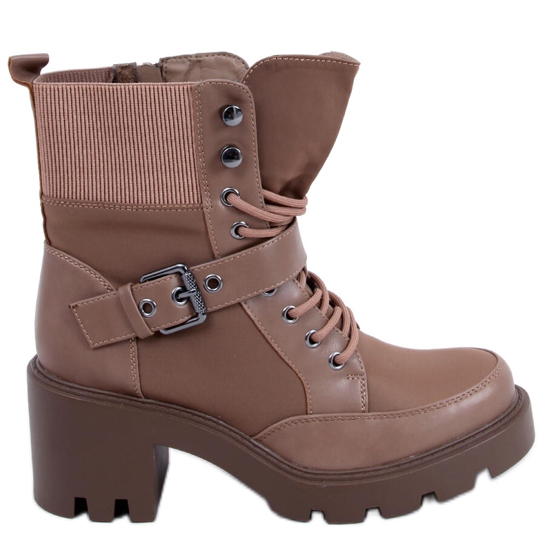 Stivali stringati con tacco Brooks Khaki beige marrone