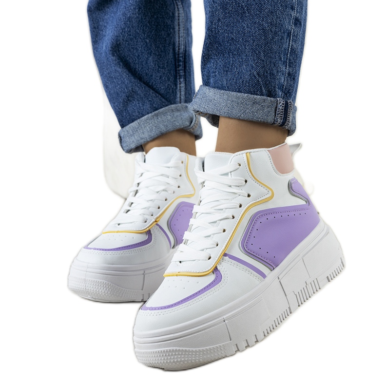 Sneakers alla caviglia Zetta bianche e viola bianca