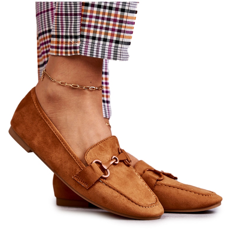 Mocassini in camoscio con decoro Camel Santi marrone