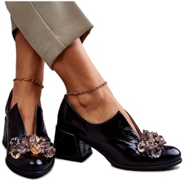 PA2 Scarpe In Pelle Liscia Con Ornamento Brillante Delaver Nero