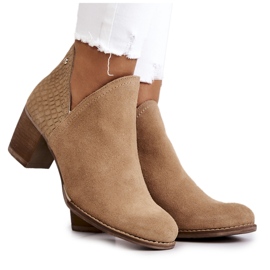 PL5 Stivali da donna in pelle su tacco Camel Larsa marrone