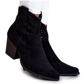 S.Barski Stivali da cowboy neri da donna in pelle scamosciata Devon nero