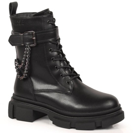 Borse da donna in pelle nera con catena, Big Star nera riscaldata KK274486 nero