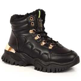 Doposci da donna platform con pelliccia nera NEWS nero