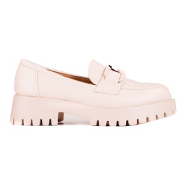 Mocassini da donna beige sulla piattaforma Shelovet