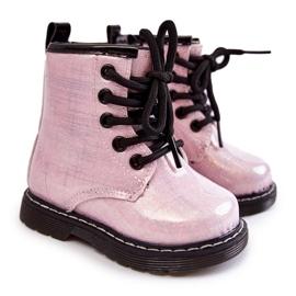 Stivali Caldi Per Bambini Con Cerniera Laccata Rosa Goopy