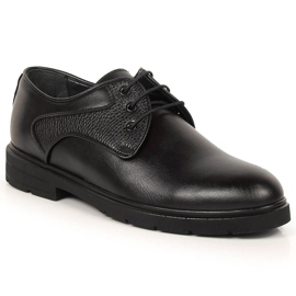 Scarpe stringate da uomo in pelle nera Kingle nero