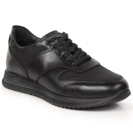 Scarpe casual da uomo in pelle nera Kingle nero