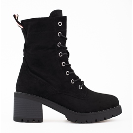 Stivaletti Shelovet da donna con lacci in suede nero
