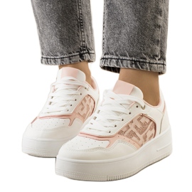 Sneakers rosa sulla piattaforma Coronel bianco