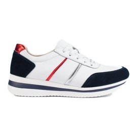 Sneakers da donna in pelle sulla piattaforma Shelovet bianco