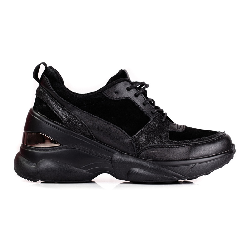 Sneakers da donna in pelle nera Shelovet nero