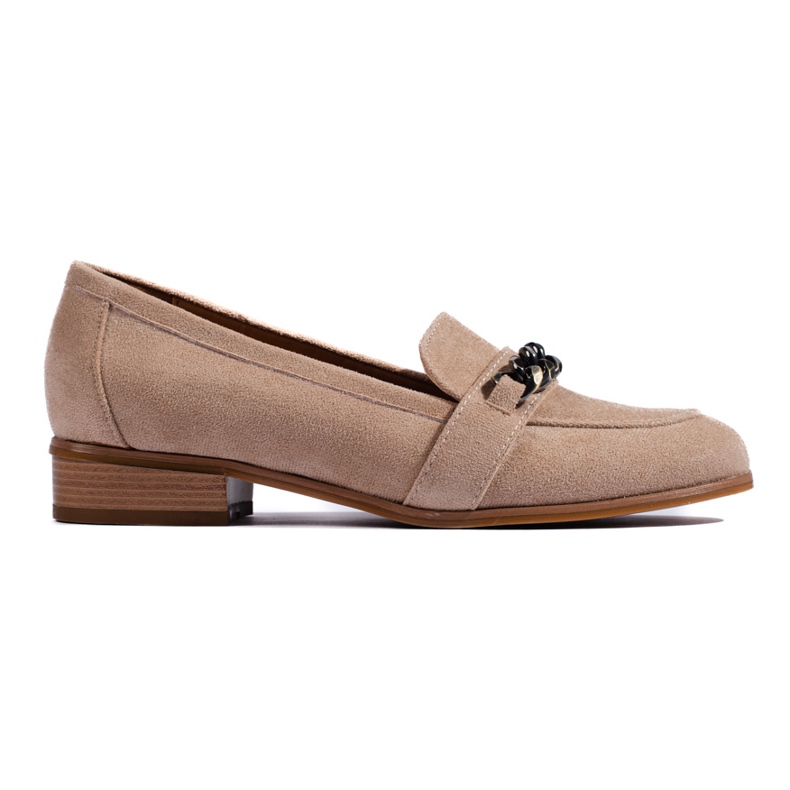 Mocassini classici da donna realizzati in camoscio ecologico Vinceza beige