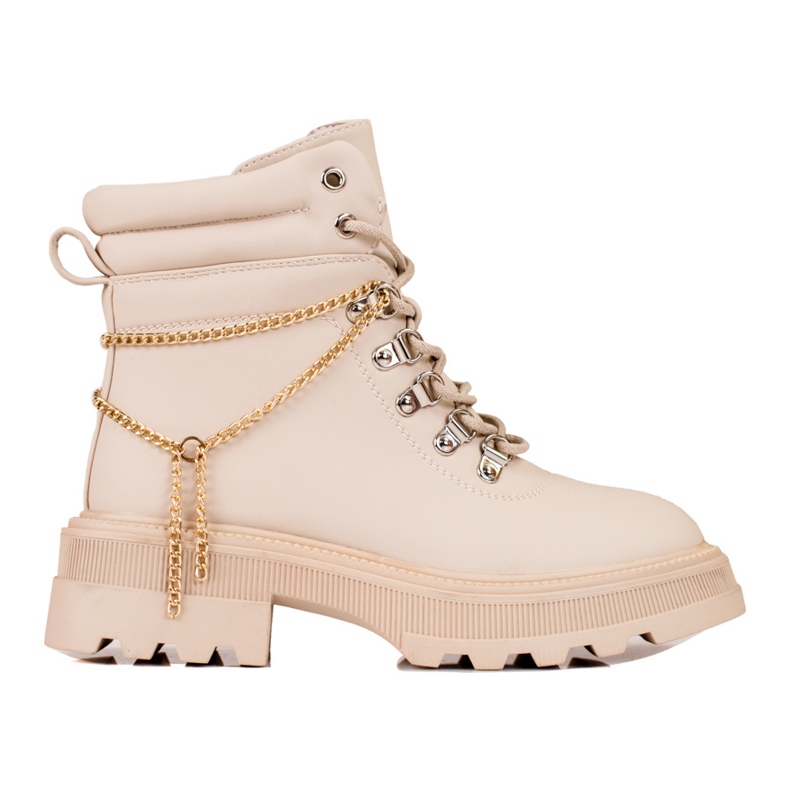Scarponcini da trekking da donna beige con catene Shelovet