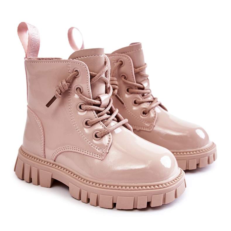 Stivali caldi laccati beige chiaro Heidi