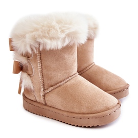 Stivali caldi per bambini con fiocchi Stivali da neve funky beige chiaro