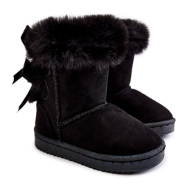 FR1 Stivali caldi neri per bambini con fiocchi Stivali da neve neri funky nero
