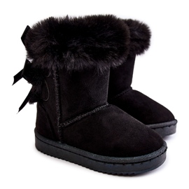 Stivali caldi neri per bambini con fiocchi Stivali da neve neri funky nero