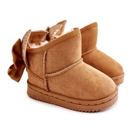 Stivali da neve caldi da ragazza con fiocchi Camel Meriva marrone