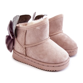 Stivali da neve caldi da ragazza con fiocchi Meriva grigi beige
