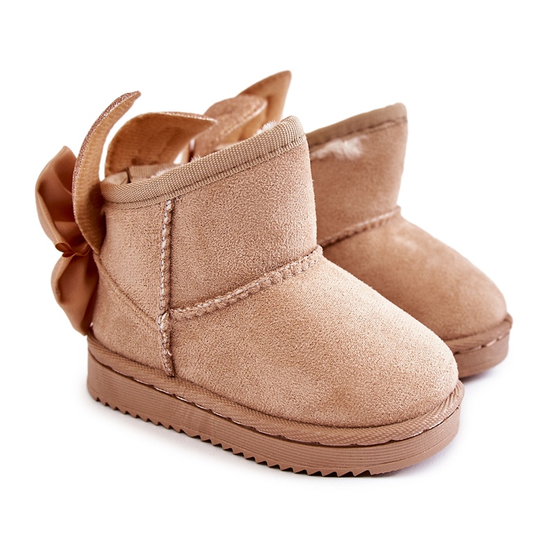 Stivali da neve caldi Meriva beige da ragazza con fiocchi