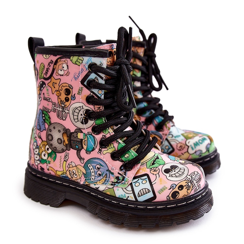 FR1 Stivali caldi per bambini Stampa Dexi rosa multicolore