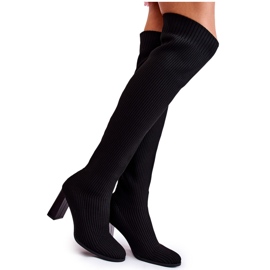 PS1 Stivali Classici con Tacco Alto a Coste Neri Laossi QT58P nero