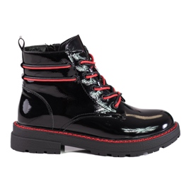 Stivali da donna laccati con filo Shelovet rosso nero