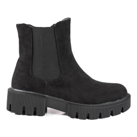 Stivaletti Chelsea da donna sulla piattaforma Shelovet realizzati in suede ecologico nero