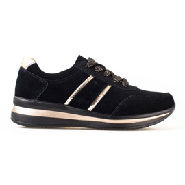 Sneakers da donna in pelle sulla piattaforma Shelovet nero
