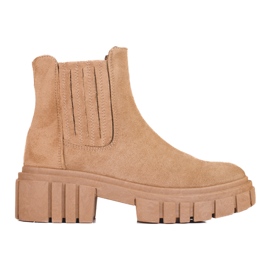 Stivaletti Shelovet Chelsea da donna in camoscio beige marrone