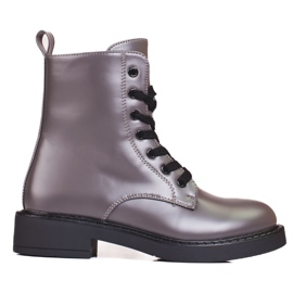 Borse da donna Shelovet grigie con una lucentezza metallica grigio