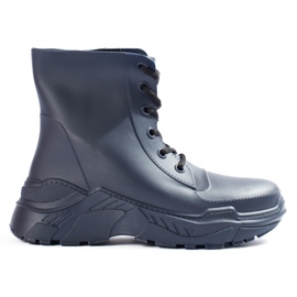 Stivali da pioggia da donna con lacci blu navy Shelovet