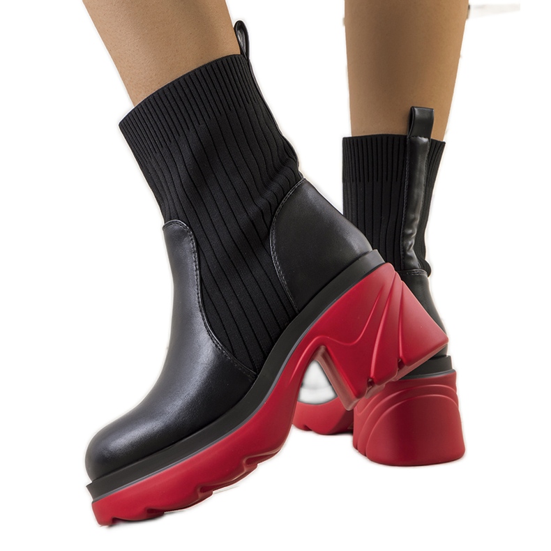 PA1 Stivali neri con suola Tomlin rossa nero