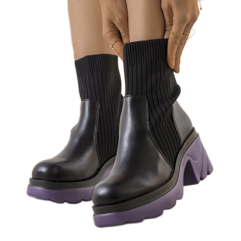 Stivali neri con suola Tomlin viola nero