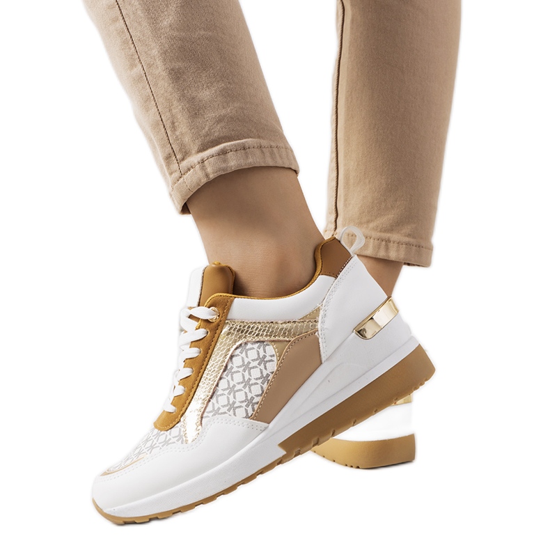 Sneakers bianche e marroni di Nanson bianca marrone d'oro