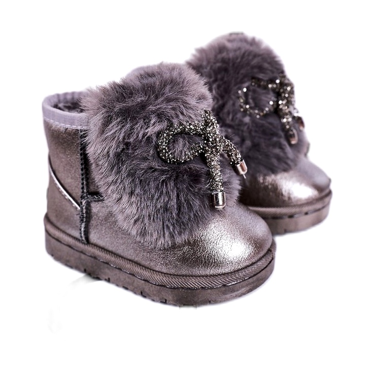 Doposci da Bambino Con Pelliccia Grigio Scuro Aurora 20228-1B/2B