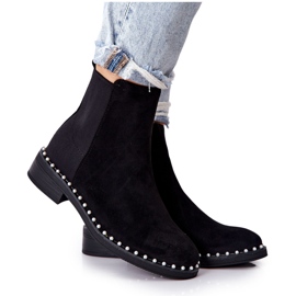 PG1 Stivaletti in camoscio Stivaletti Chelsea con perle nere Jilanna 8335 BLK nero
