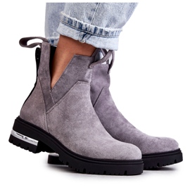 PS1 Stivali in pelle scamosciata con ritagli grigio Elvera NC1278