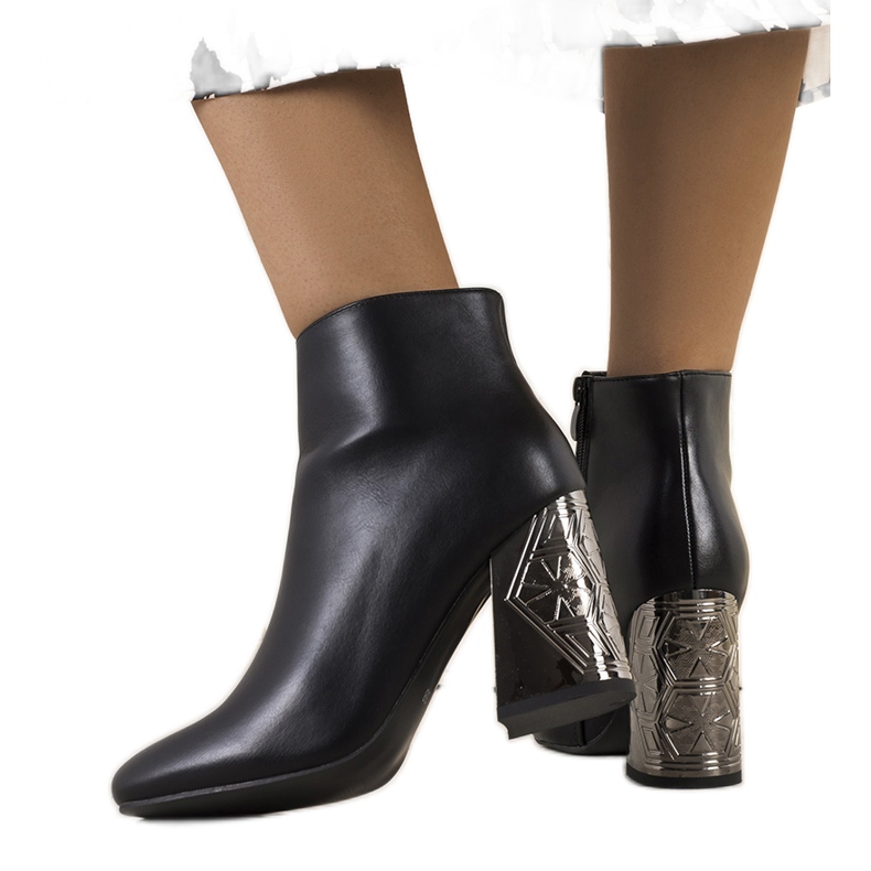 Stivali neri con tacco Mirim decorativo nero