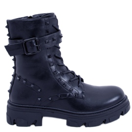 Stivali stringati Frankee Black nero