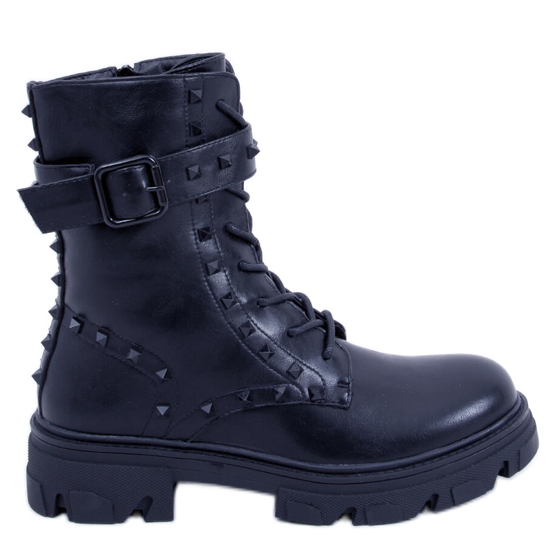 Stivali stringati Frankee Black nero
