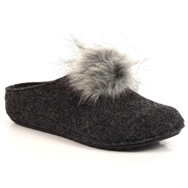 Comode pantofole grigie da donna con pompon Panto Fino grigio
