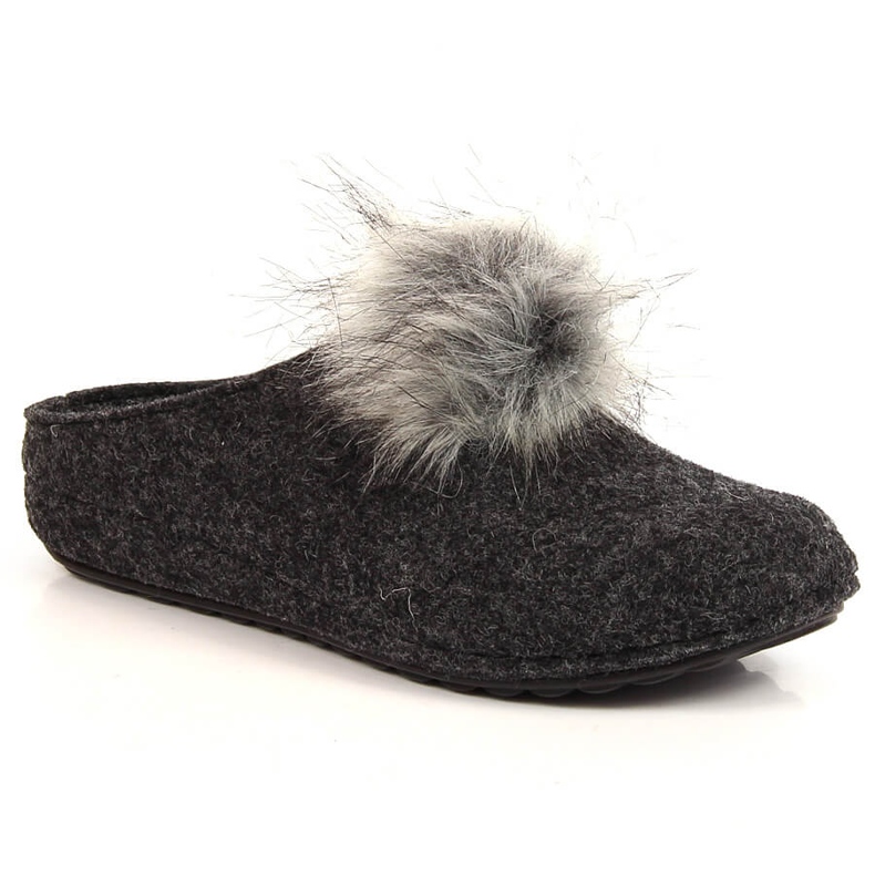 Comode pantofole grigie da donna con pompon Panto Fino grigio