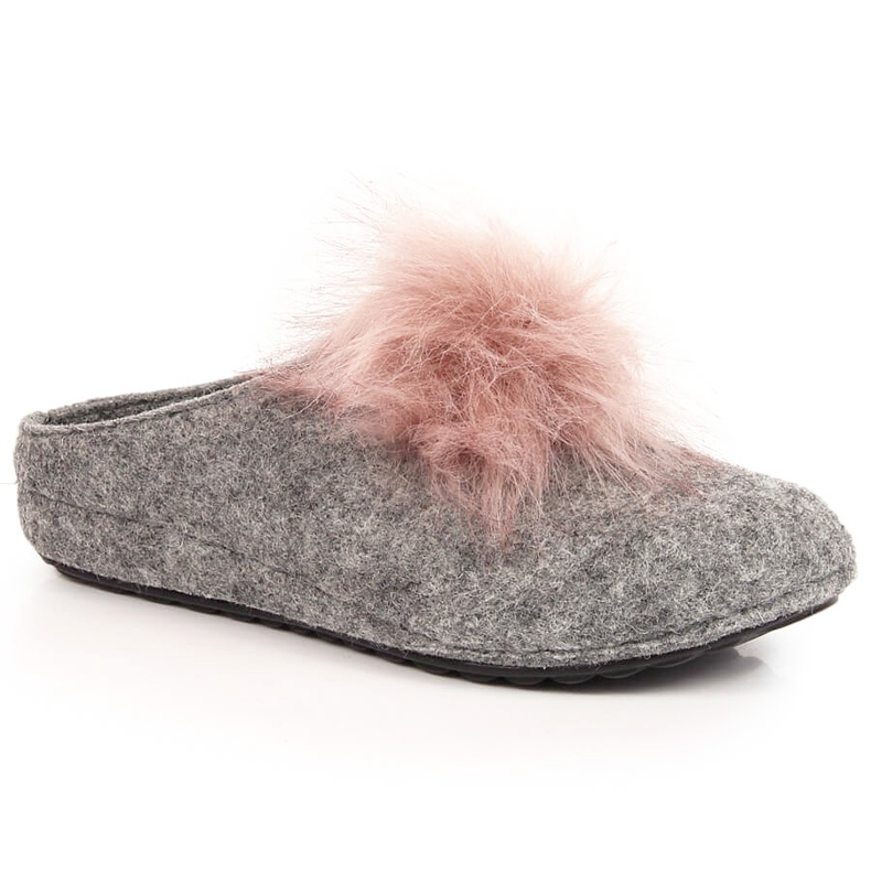 Comode pantofole da donna in feltro con pompon Panto Fino grigio